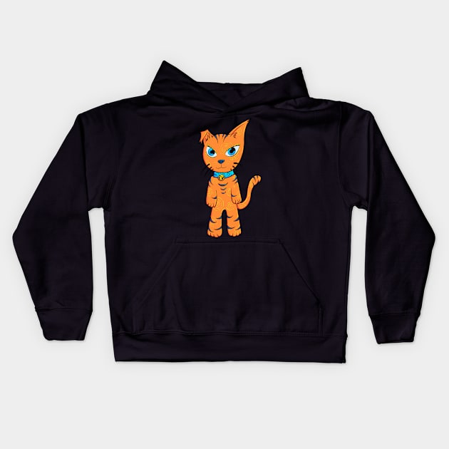 Orange Cat Kids Hoodie by TKDoodle